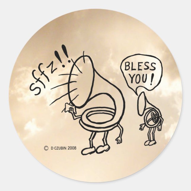 Adesivo Tuba Sneeze Border Classk Round Sticker (Frente)
