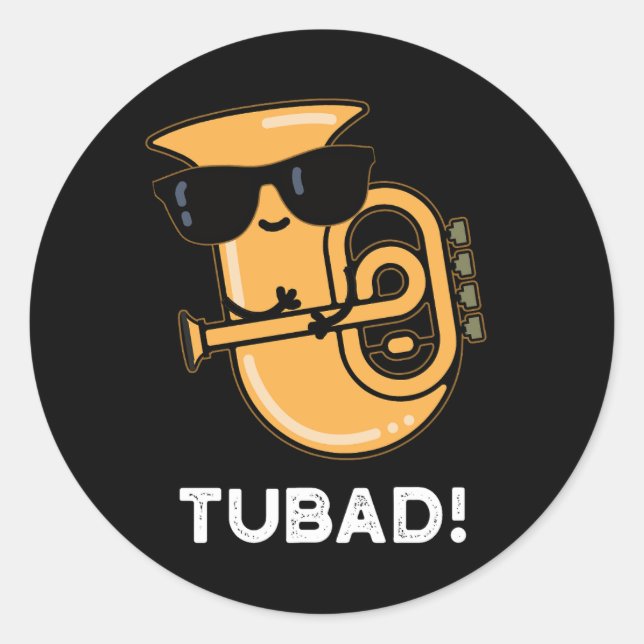 Adesivo Tubad Funny Music Tuba Pun Dark BG (Frente)