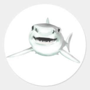 Adesivo tubarão aquarela sorrindo animal oceano cinza verd