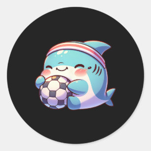 Adesivo Tubarão Bonito Jogador de Futebol Kawaii Atleta de