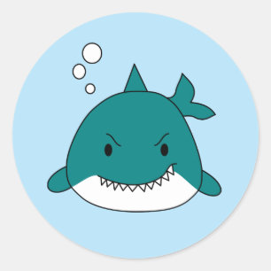 Adesivo Tubarão Branco e Azul Desenho Animado