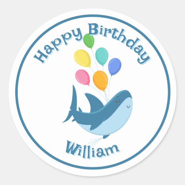 Adesivo Tubarão com palheta redonda clássica Ballons (Frente)