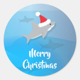 Adesivo Tubarão com Santa Hat - Vinheta Feliz de Natal
