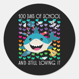 Adesivo Tubarão-Cute 100 Dias De Escola E Ainda O Adorando