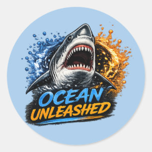 Adesivo Tubarão desencadeado pelo Oceano – Salpico Ousado 