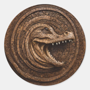 Adesivo Tubarão Escarlate: Impressão de madeira de crocodi