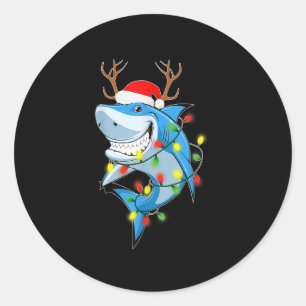 Adesivo Tubarão-feliz Sharkmas com a Luz de Natal do Papai