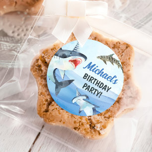 Adesivo Tubarão-Jawsome Sob O Aniversário Do Mar