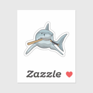 Adesivo Tubarão no Baseball com bastão de beisebol