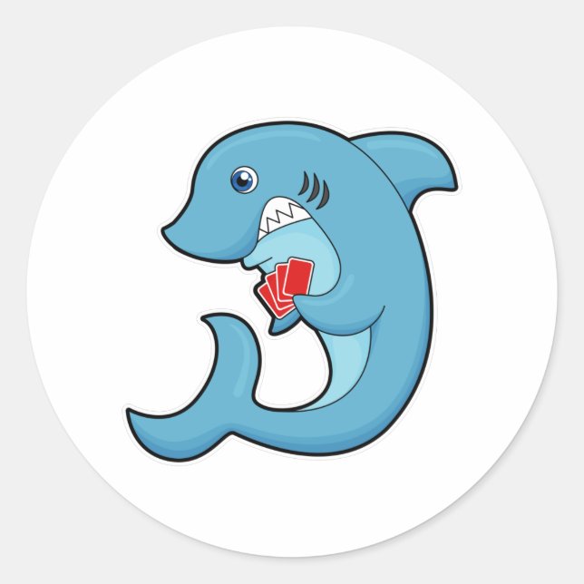 Adesivo Tubarão no Poker com cartões Poker (Frente)