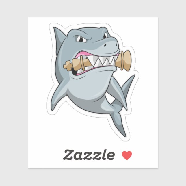 Adesivo Tubarão no xadrez com pedaço de xadrez King (Folha)