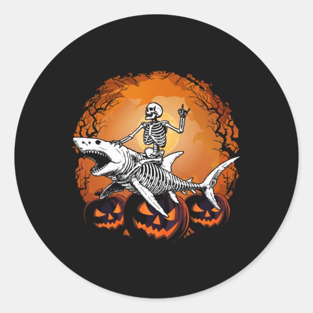 Adesivo Tubarão Preguiçoso Costume De Halloween Funny Anim (Frente)