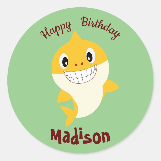 Adesivo Tubarão 🦈 Sábio do Partido do Oceano Super Birthd (Frente)