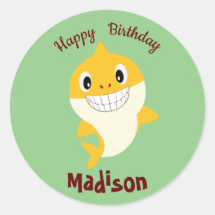 Adesivo Tubarão 🦈 Sábio do Partido do Oceano Super Birthd