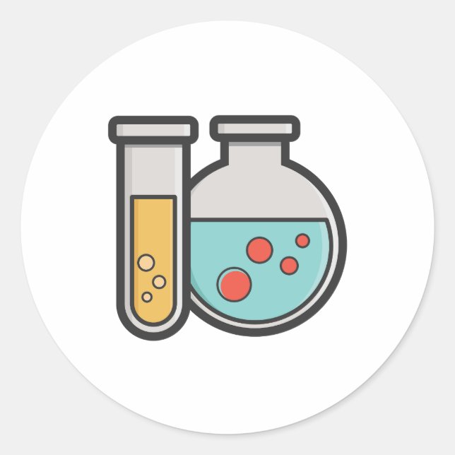 Adesivo Tubo de teste de química e copo (Frente)