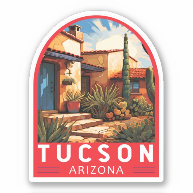 Adesivo Tucson Arizona Viagem de Arte Emblem (Frente)