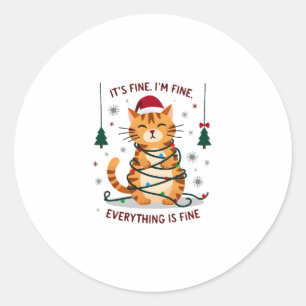Adesivo Tudo Bem Estou Bem Tudo Está Bem Gato De Natal Chr