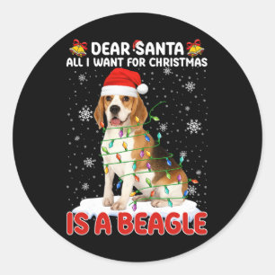 Adesivo Tudo O Que Eu Quero No Natal É Beagle Santa Hat Do