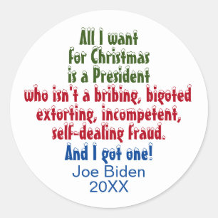 Adesivo Tudo o que quero de Natal é Joe Biden Anti-Trump