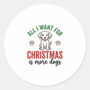 Adesivo Tudo o que Quero no Natal é Mais Cachorros Vintage