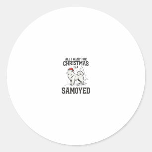 Adesivo Tudo o que Quero para o Natal Cachorro Samoyed