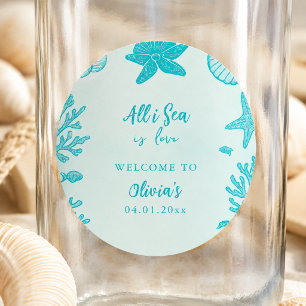 Adesivo Tudo o que Vejo é Amor Arte Costeira Boho em Aqua
