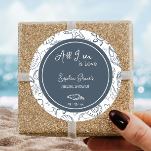 Adesivo Tudo o que Vejo é Amor Conchas do Mar Azul-Naval G