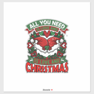 Adesivo Tudo o que você precisa é Amor Natal Chapéus de Pa