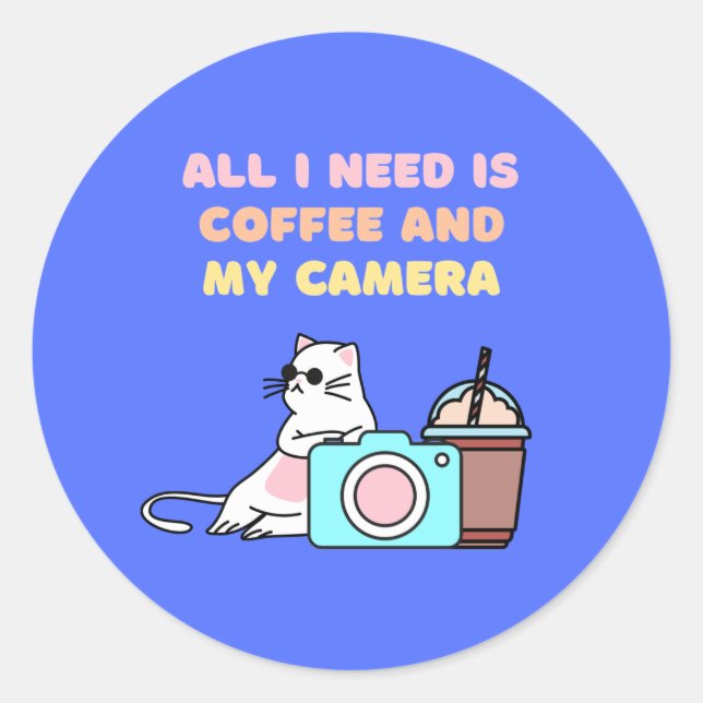 Adesivo Tudo que preciso é café e minha câmera (Frente)