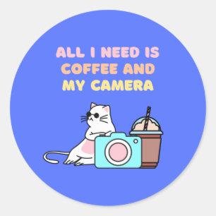 Adesivo Tudo que preciso é café e minha câmera