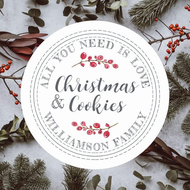 Adesivo Tudo que você precisa é amor e biscoitos de Natal (Criador carregado)
