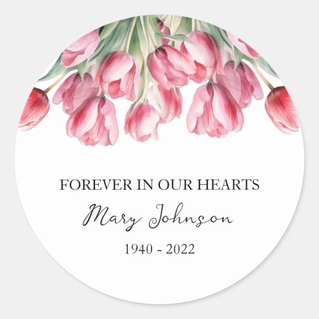 Adesivo Tulip Memorial Funeral Classic Round Sticker (Frente)