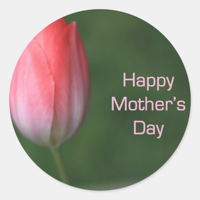 Adesivo tulipa vermelha, dia de as mães feliz (Frente)