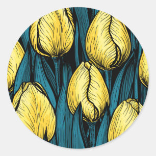 Adesivo Tulipas amarelas com folhas azuis