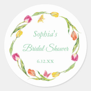 Adesivo Tulipas & Borboletas Bridal Shower Branco