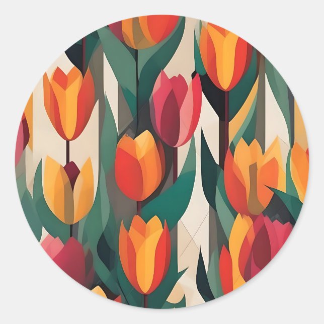 Adesivo Tulipas Coloridas Geométricas (Frente)