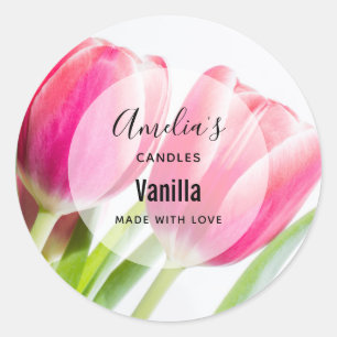 Adesivo Tulipas cor-de-rosa com folhas verdes - empresa de