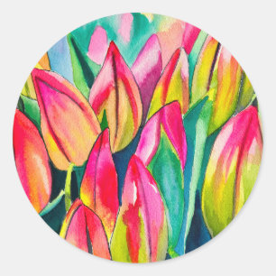 Adesivo Tulipas de arte em aquarela rosa