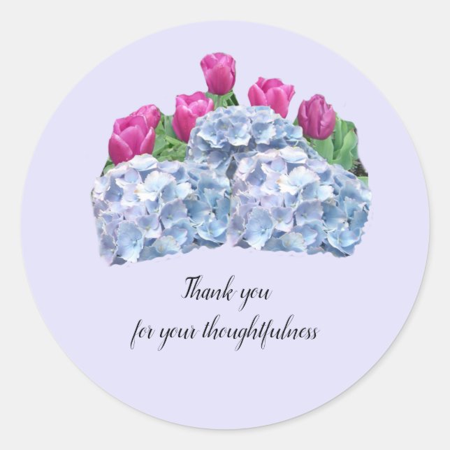 Adesivo Tulipas e Hydrangeas Obrigado Sticker (Frente)