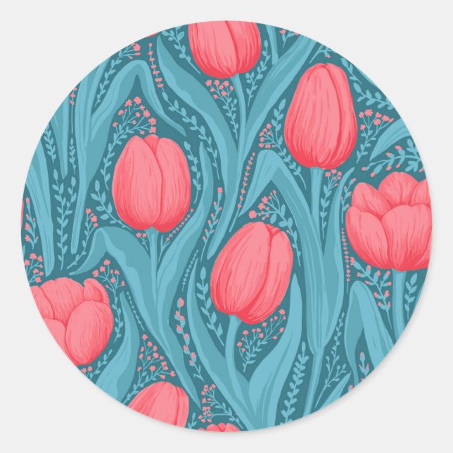 Adesivo Tulipas em azul e vermelho (Frente)