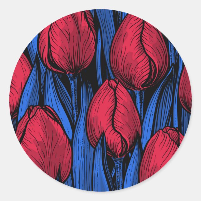 Adesivo Tulipas em vermelho e azul (Frente)