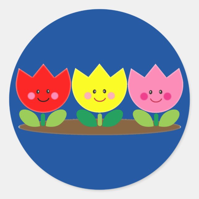 Adesivo Tulipas Felizes Flores Arte de Jardim (Frente)