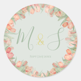 Adesivo Tulipas Primavera Rosa Peachy e Verde Água Inicial