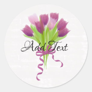 Adesivo Tulipas Rosa e Roxo Fofas Adicionar Texto