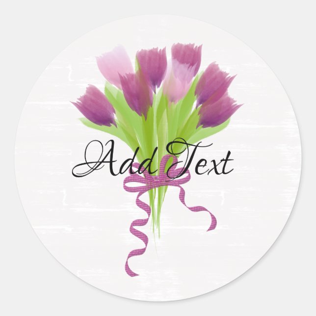 Adesivo Tulipas Rosa e Roxo Fofas Adicionar Texto (Frente)