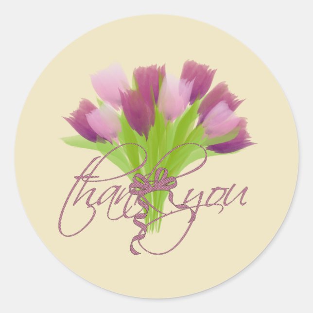 Adesivo Tulipas Rosa e Roxo Fofas Obrigada (Frente)