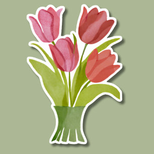 Adesivo Tulipas Vermelhas de Cores Aquáticas
