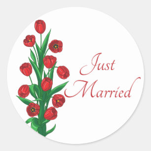 Adesivo Tulipas Vermelhas Florais Casamento Recém-Casados