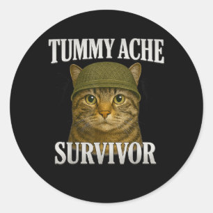 Adesivo Tummy Ache Sobrevivente Cat Meme Engraçado Giften 
