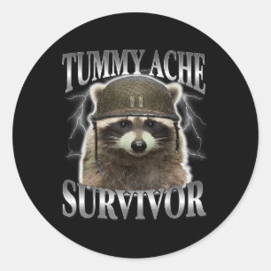 Adesivo Tummy Ache Survivor Raccoon Engraçado Dizendo "Cat